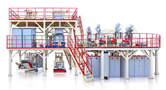 MS7R三泡管法高阻隔熱收縮薄膜(垂直式)吹膜機組